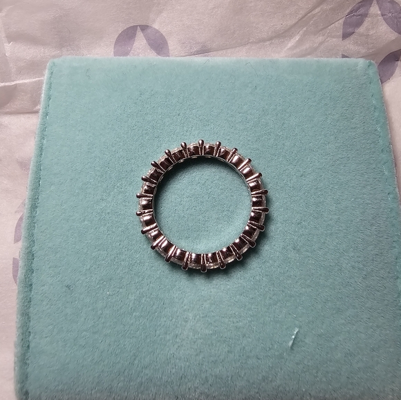 Sterling Silver .925 Cubic Zirconia Eternity Ring Band - Picture 4 of 7